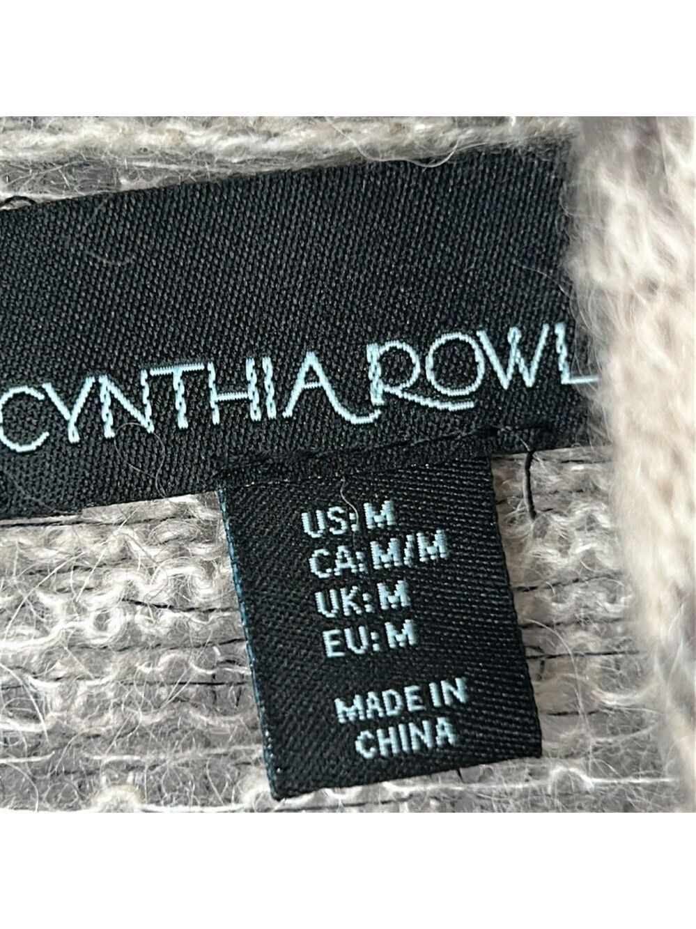 Cynthia Rowley Alpaca Blend Houndstooth Open Front Cardigan Sweater Medium Grey - Picture 6 of 13